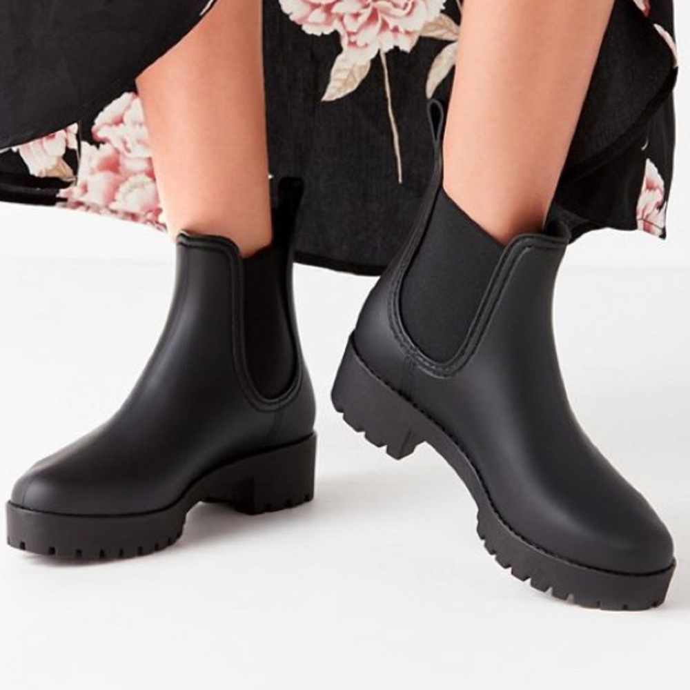 Jeffrey Campbell Black Lug Chelsea Rain Boots